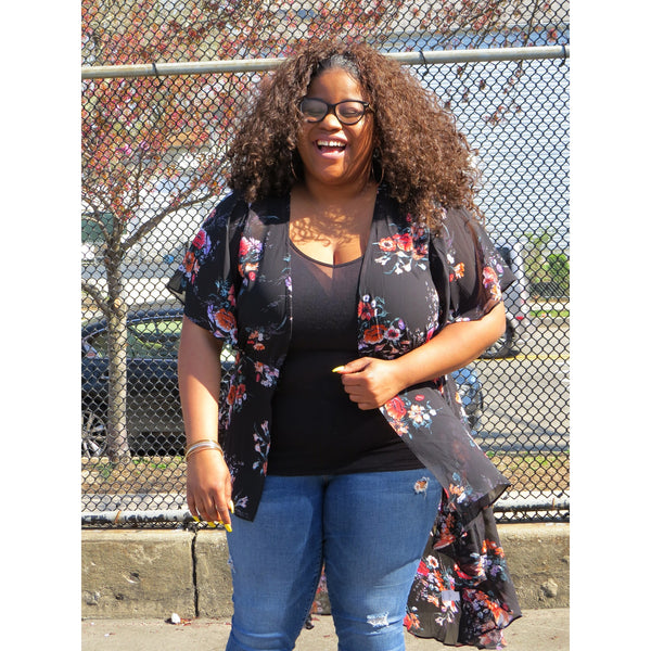 Black Floral Duster - Brihanna Nicole