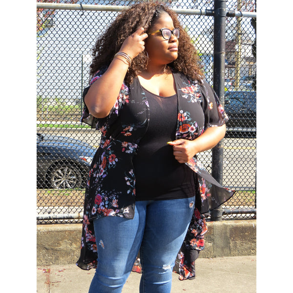 Black Floral Duster - Brihanna Nicole