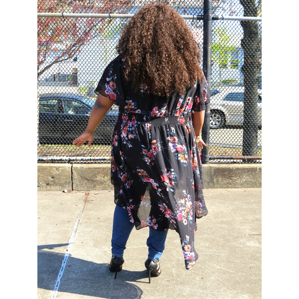 Black Floral Duster - Brihanna Nicole