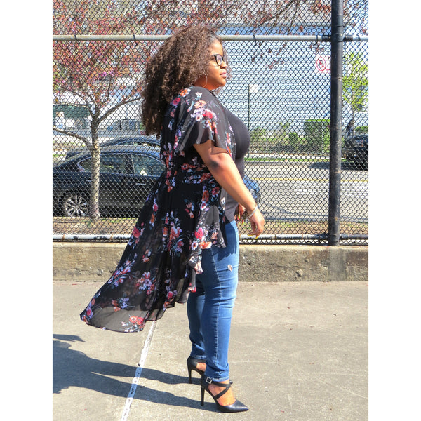 Black Floral Duster - Brihanna Nicole