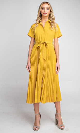 "Sunshine" Pleated Midi Dress