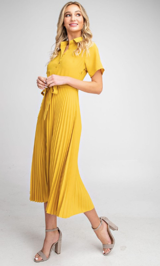 "Sunshine" Pleated Midi Dress