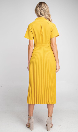 "Sunshine" Pleated Midi Dress