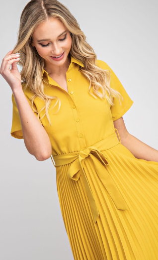 "Sunshine" Pleated Midi Dress