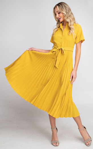 "Sunshine" Pleated Midi Dress