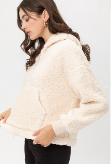 Cream Sherpa Hoodie