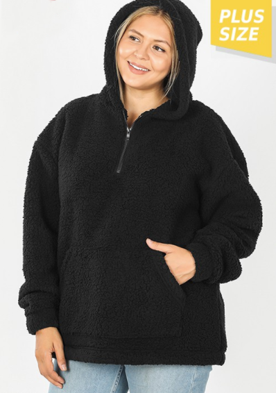 Black Sherpa Hoodie