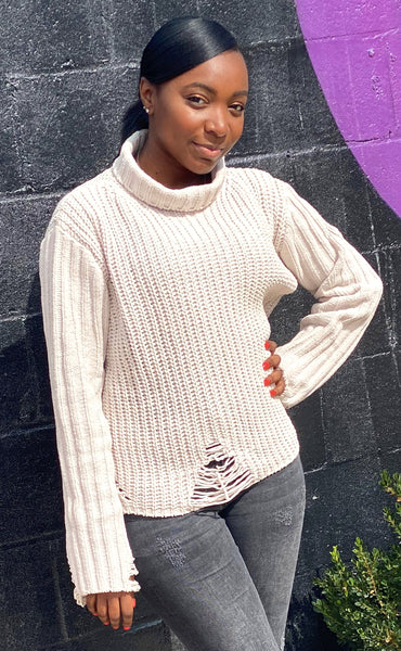 Distressed Vanilla Sweater