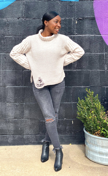 Distressed Vanilla Sweater