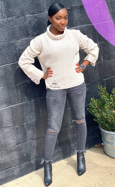 Distressed Vanilla Sweater
