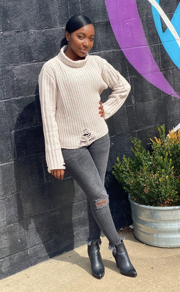 Distressed Vanilla Sweater