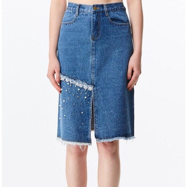 A Touch of Pearl | Denim Skirt