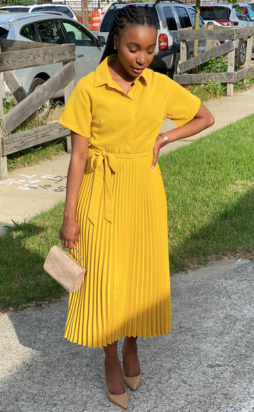 "Sunshine" Pleated Midi Dress