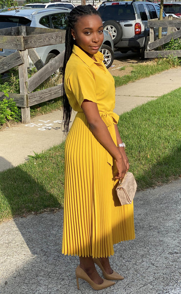 "Sunshine" Pleated Midi Dress