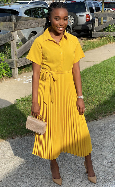 "Sunshine" Pleated Midi Dress