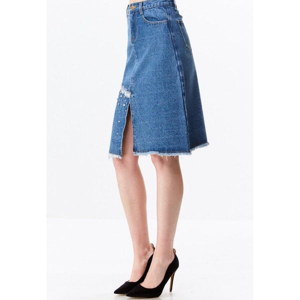 A Touch of Pearl | Denim Skirt